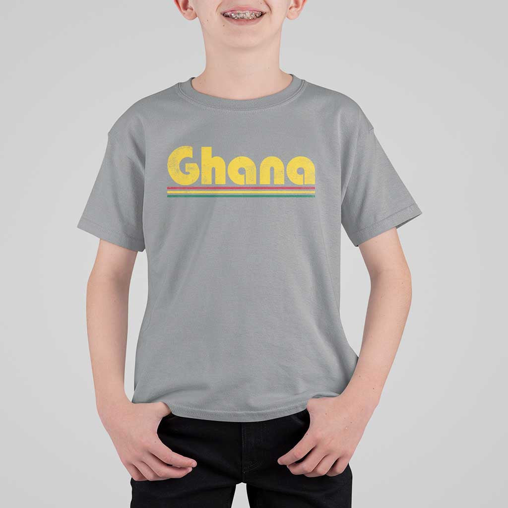 Vintage Ghana T Shirt For Kid Retro Stripe Flag Pride Ghanaian Heritage African Roots