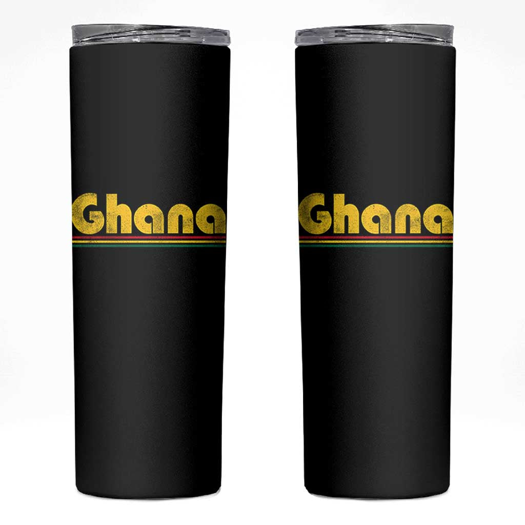 Vintage Ghana Skinny Tumbler Retro Stripe Flag Pride Ghanaian Heritage African Roots