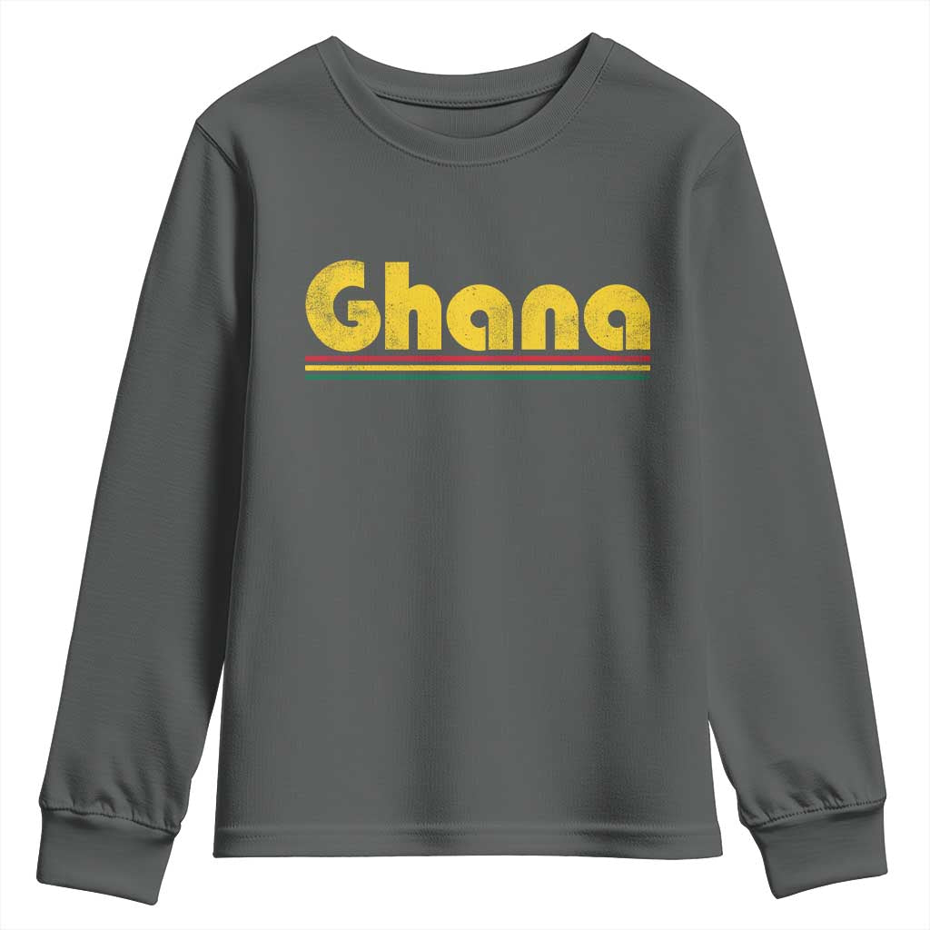 Vintage Ghana Youth Sweatshirt Retro Stripe Flag Pride Ghanaian Heritage African Roots