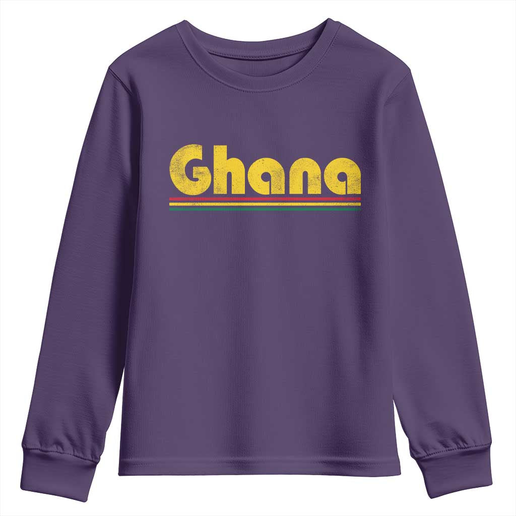Vintage Ghana Youth Sweatshirt Retro Stripe Flag Pride Ghanaian Heritage African Roots