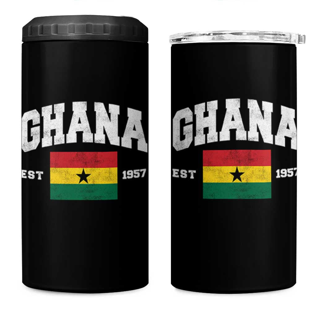 Ghana Est 1957 Ghanaian Flag Independence Day 4 in 1 Can Cooler Tumbler Ghanaian Heritage Pride