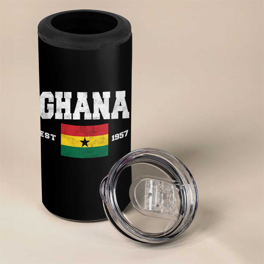 Ghana Est 1957 Ghanaian Flag Independence Day 4 in 1 Can Cooler Tumbler Ghanaian Heritage Pride