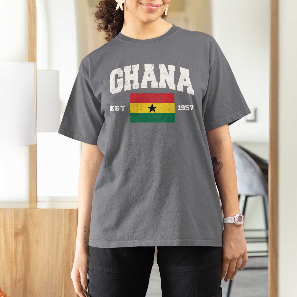 Ghana Est 1957 Ghanaian Flag Independence Day T Shirt For Women Ghanaian Heritage Pride