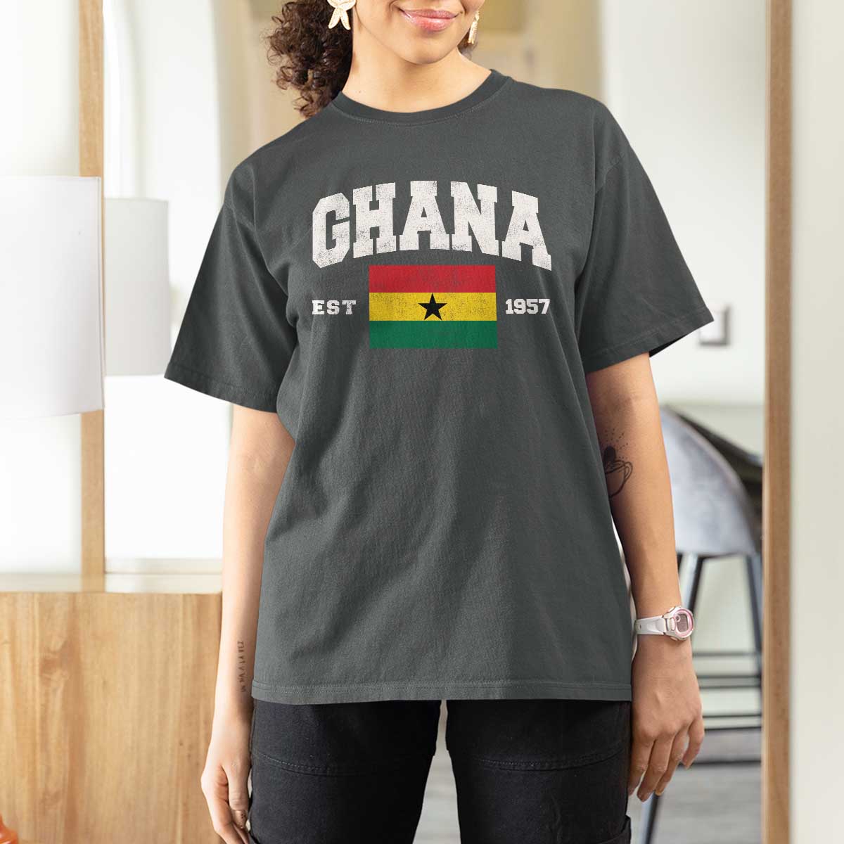 Ghana Est 1957 Ghanaian Flag Independence Day T Shirt For Women Ghanaian Heritage Pride