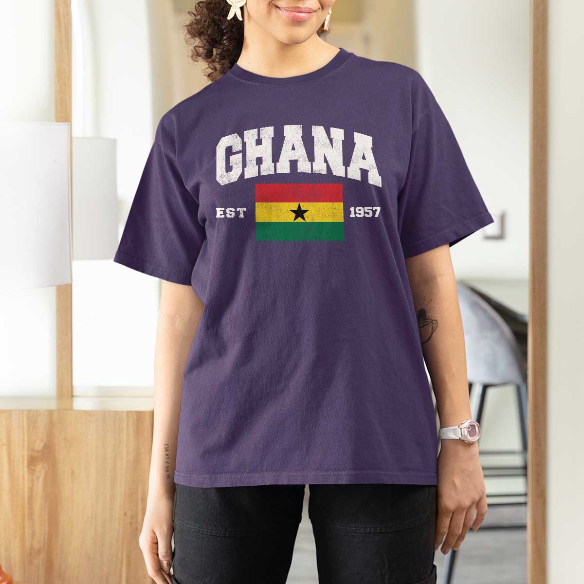 Ghana Est 1957 Ghanaian Flag Independence Day T Shirt For Women Ghanaian Heritage Pride