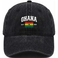 Ghana Est 1957 Ghanaian Flag Independence Day Washed Cotton Baseball Cap Ghanaian Heritage Pride