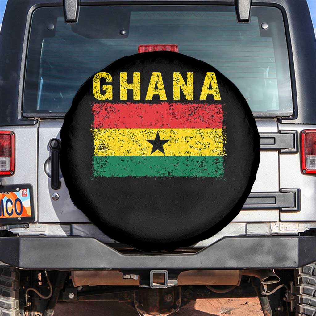 Vintage Ghana Flag Distressed Design Spare Tire Cover Proud Ghanaian Heritage African Pride