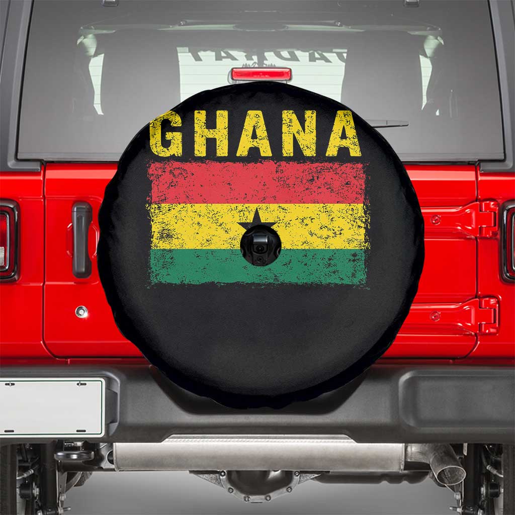 Vintage Ghana Flag Distressed Design Spare Tire Cover Proud Ghanaian Heritage African Pride