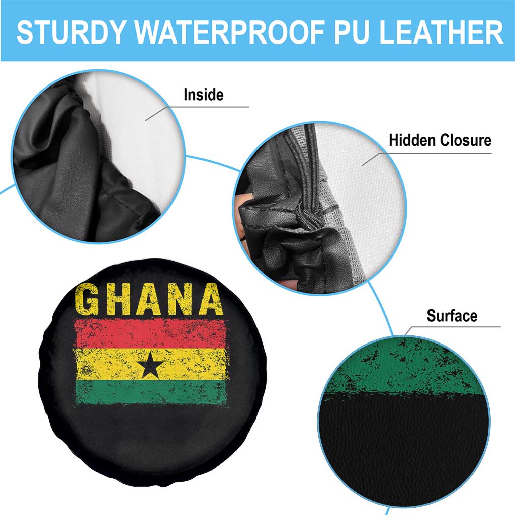 Vintage Ghana Flag Distressed Design Spare Tire Cover Proud Ghanaian Heritage African Pride