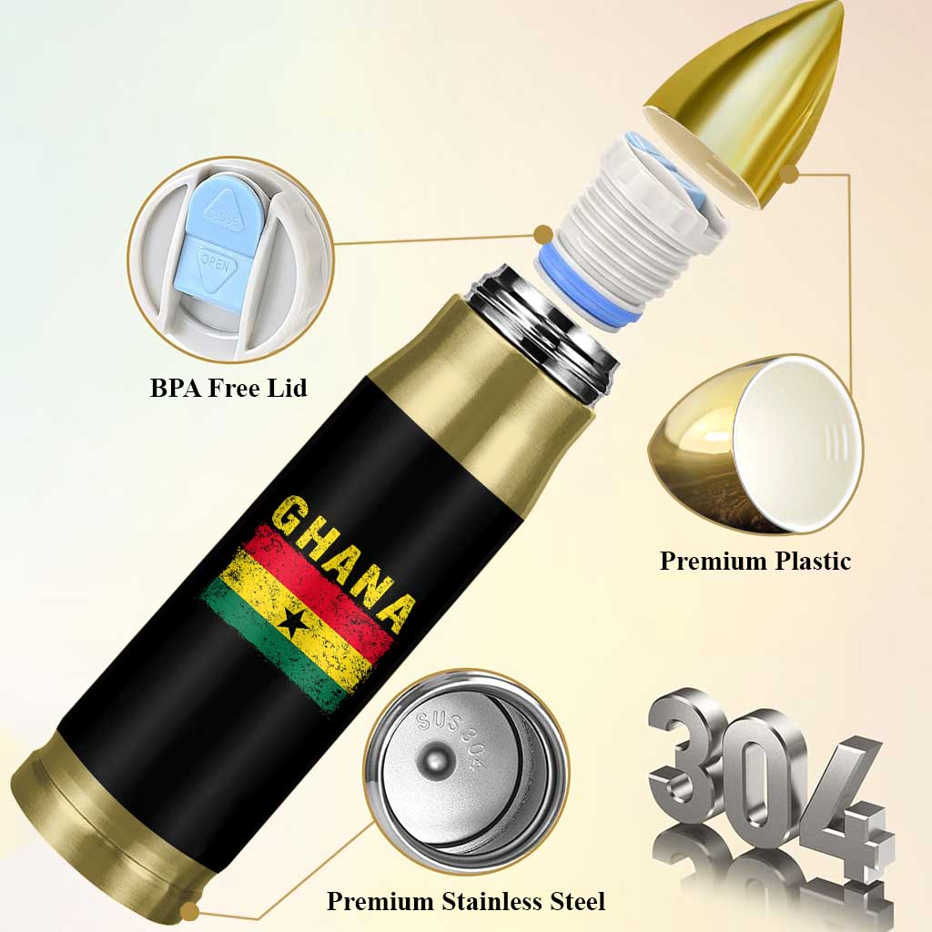 Vintage Ghana Flag Distressed Design Bullet Tumbler Proud Ghanaian Heritage African Pride