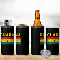 Vintage Ghana Flag Distressed Design 4 in 1 Can Cooler Tumbler Proud Ghanaian Heritage African Pride