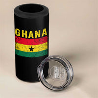 Vintage Ghana Flag Distressed Design 4 in 1 Can Cooler Tumbler Proud Ghanaian Heritage African Pride