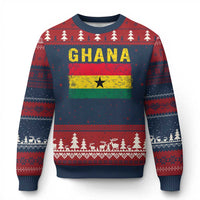 Vintage Ghana Flag Distressed Design Ugly Christmas Sweater Proud Ghanaian Heritage African Pride