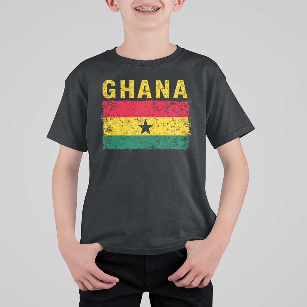 Vintage Ghana Flag Distressed Design T Shirt For Kid Proud Ghanaian Heritage African Pride