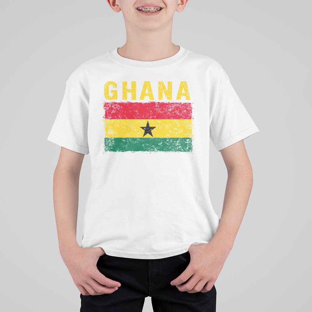 Vintage Ghana Flag Distressed Design T Shirt For Kid Proud Ghanaian Heritage African Pride