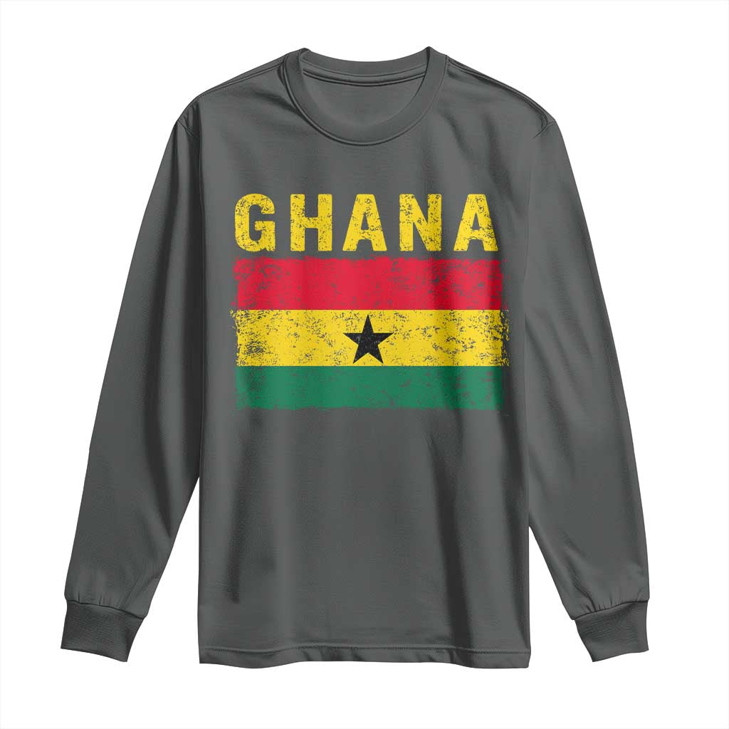 Vintage Ghana Flag Distressed Design Long Sleeve Shirt Proud Ghanaian Heritage African Pride