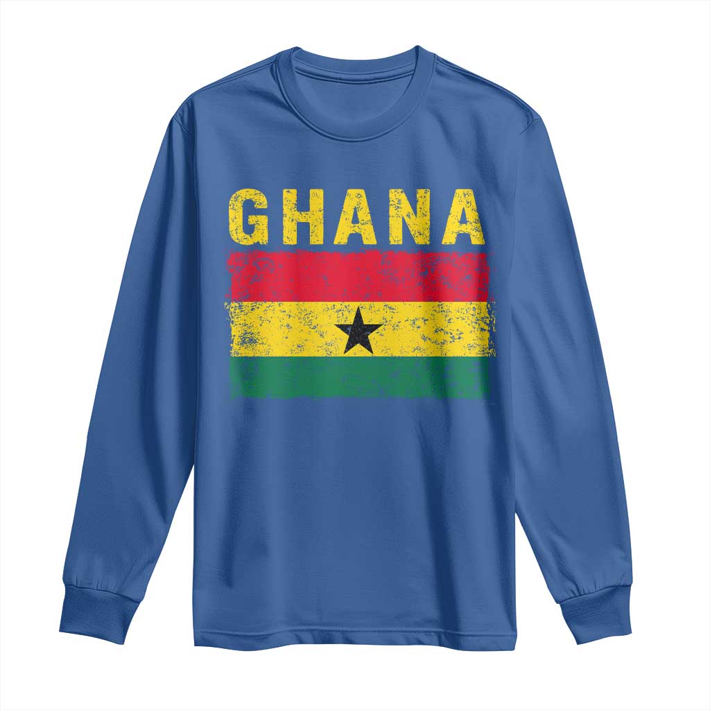 Vintage Ghana Flag Distressed Design Long Sleeve Shirt Proud Ghanaian Heritage African Pride