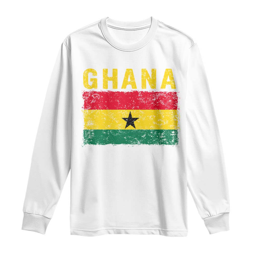 Vintage Ghana Flag Distressed Design Long Sleeve Shirt Proud Ghanaian Heritage African Pride