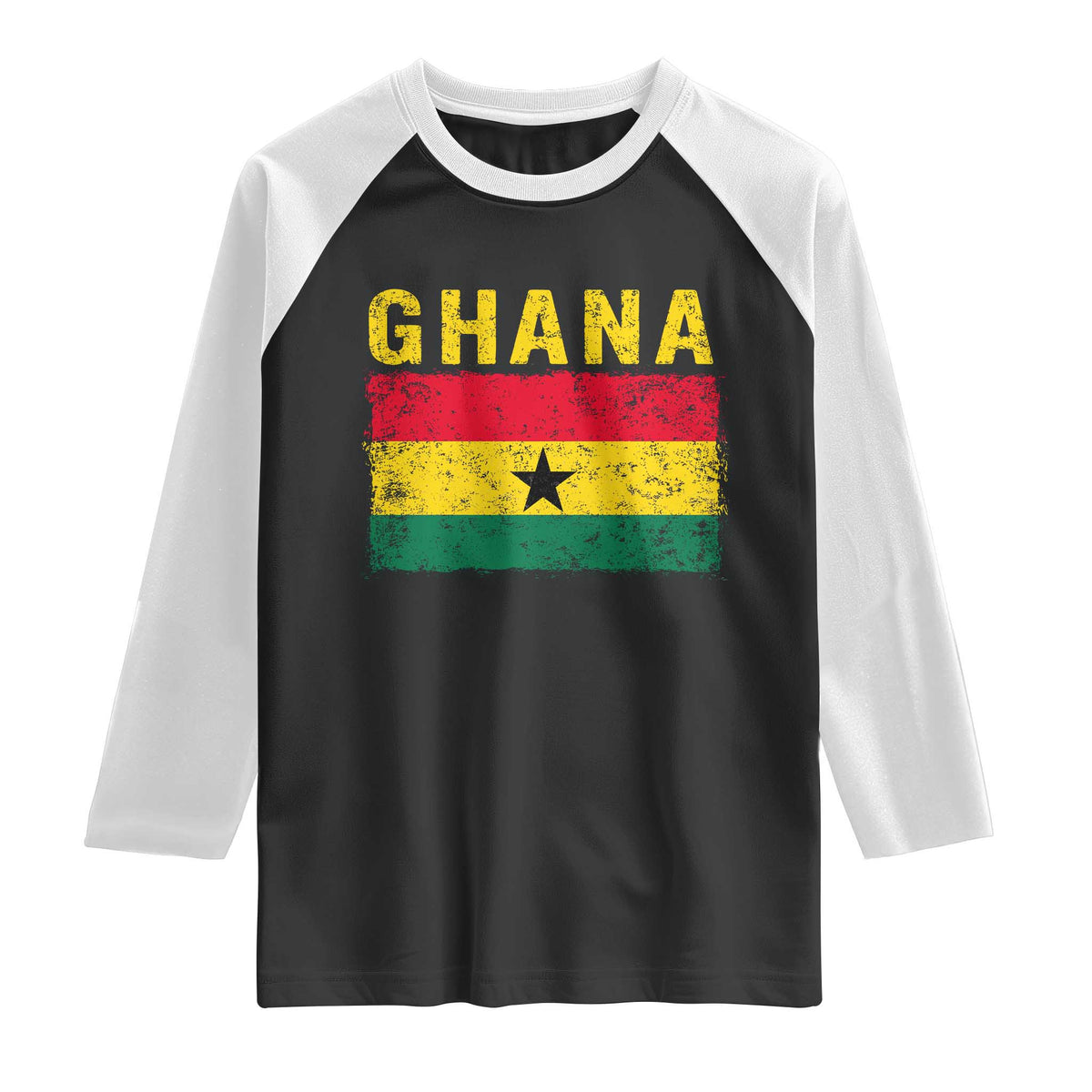 Vintage Ghana Flag Distressed Design Raglan Shirt Proud Ghanaian Heritage African Pride