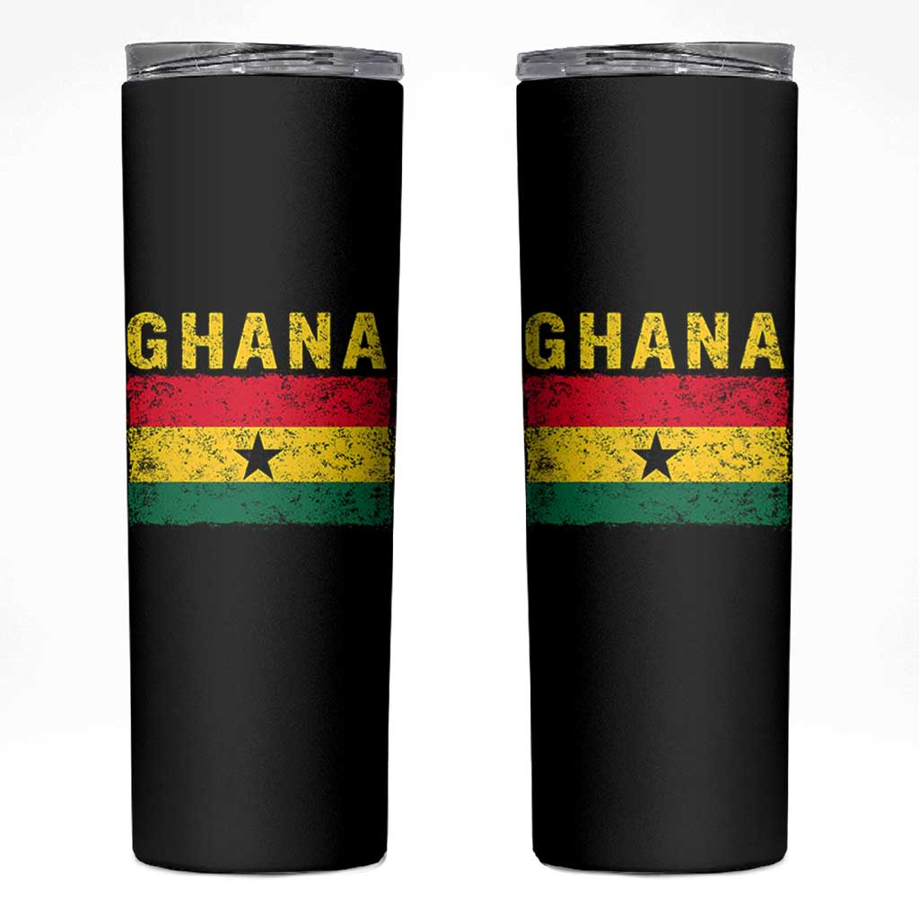 Vintage Ghana Flag Distressed Design Skinny Tumbler Proud Ghanaian Heritage African Pride