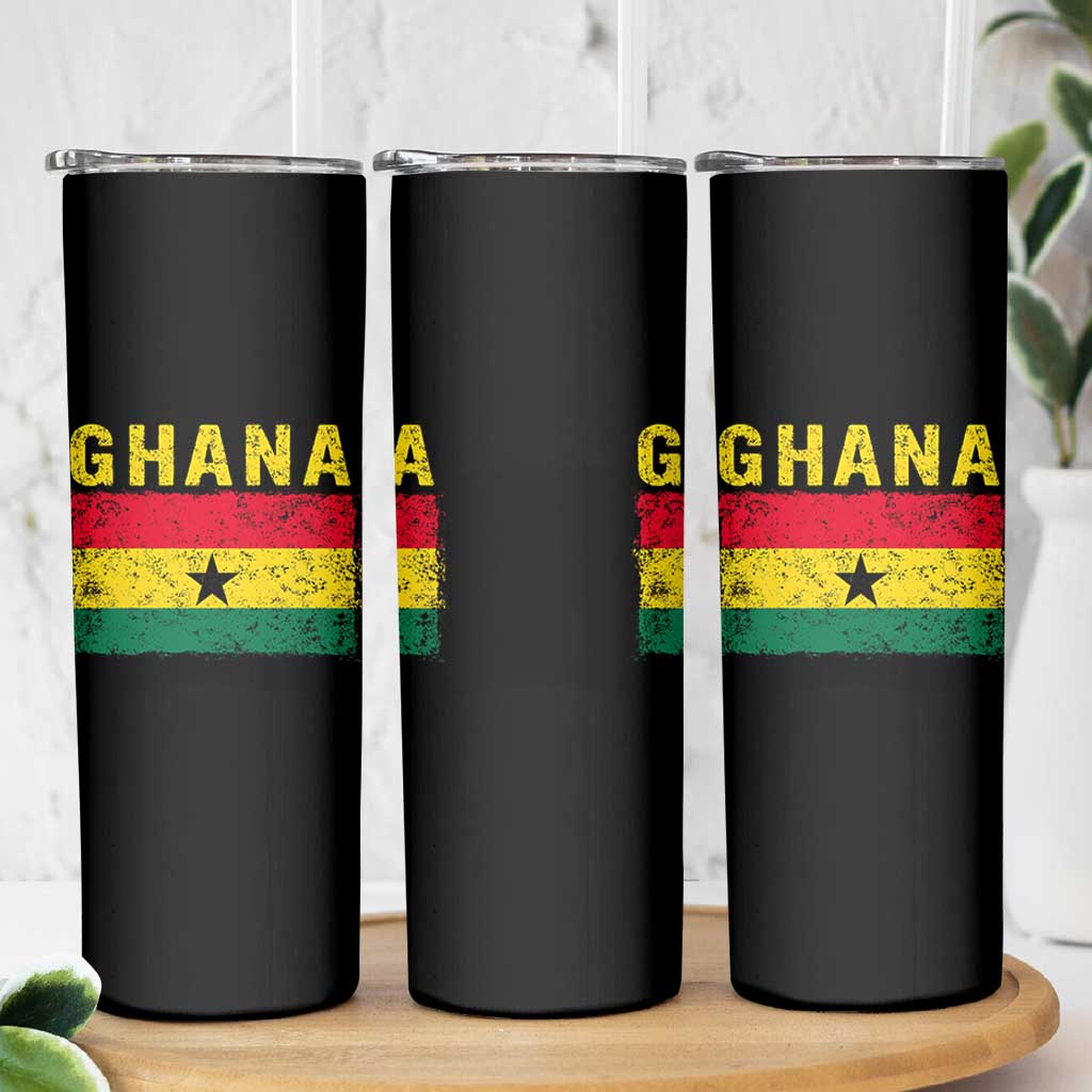 Vintage Ghana Flag Distressed Design Skinny Tumbler Proud Ghanaian Heritage African Pride