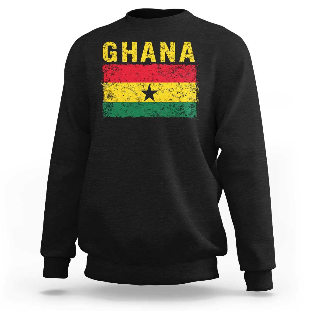 Vintage Ghana Flag Distressed Design Sweatshirt Proud Ghanaian Heritage African Pride
