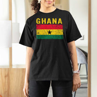 Vintage Ghana Flag Distressed Design T Shirt For Women Proud Ghanaian Heritage African Pride