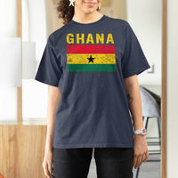 Vintage Ghana Flag Distressed Design T Shirt For Women Proud Ghanaian Heritage African Pride