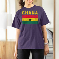Vintage Ghana Flag Distressed Design T Shirt For Women Proud Ghanaian Heritage African Pride