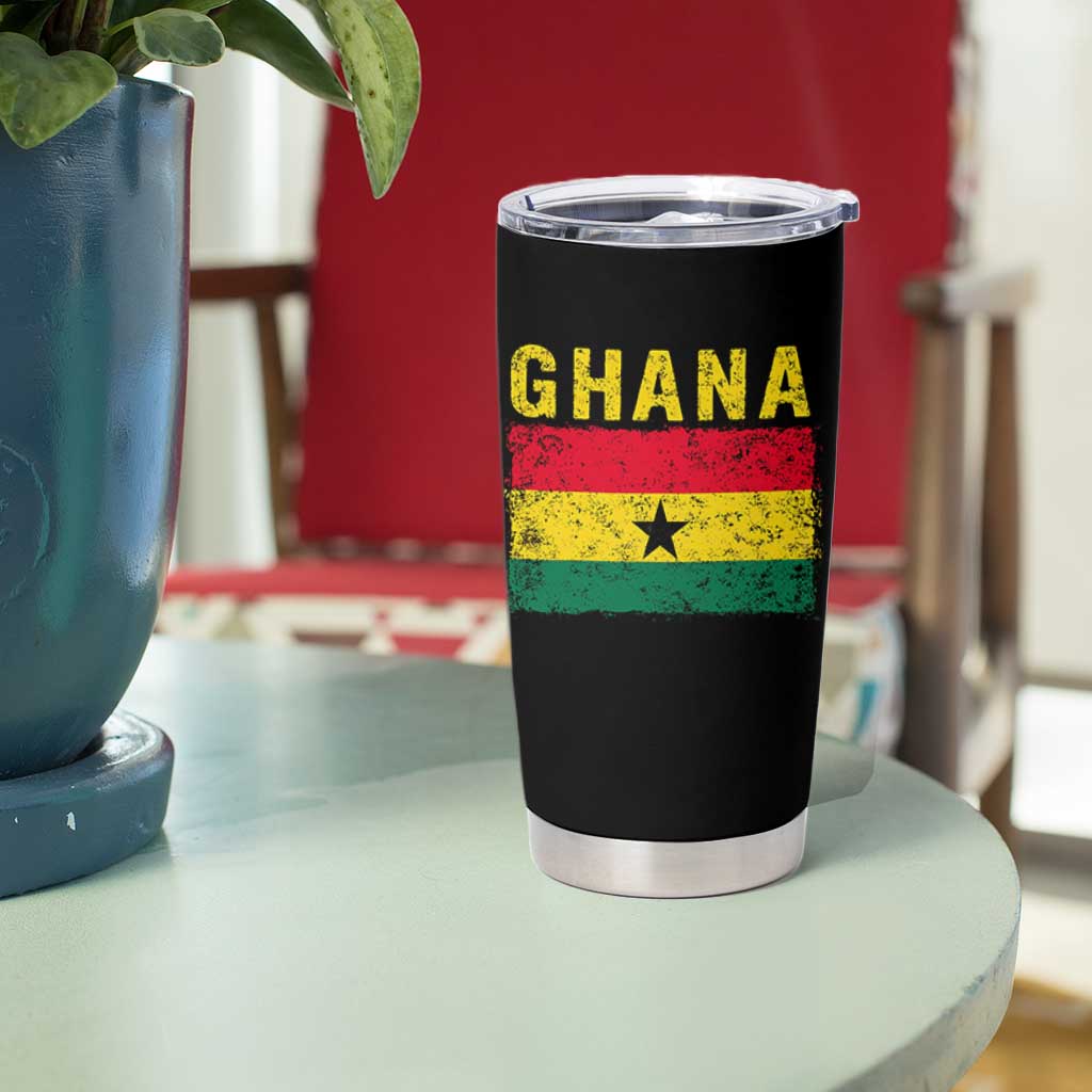 Vintage Ghana Flag Distressed Design Tumbler Cup Proud Ghanaian Heritage African Pride