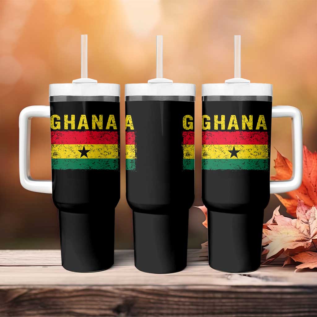 Vintage Ghana Flag Distressed Design Tumbler With Handle Proud Ghanaian Heritage African Pride