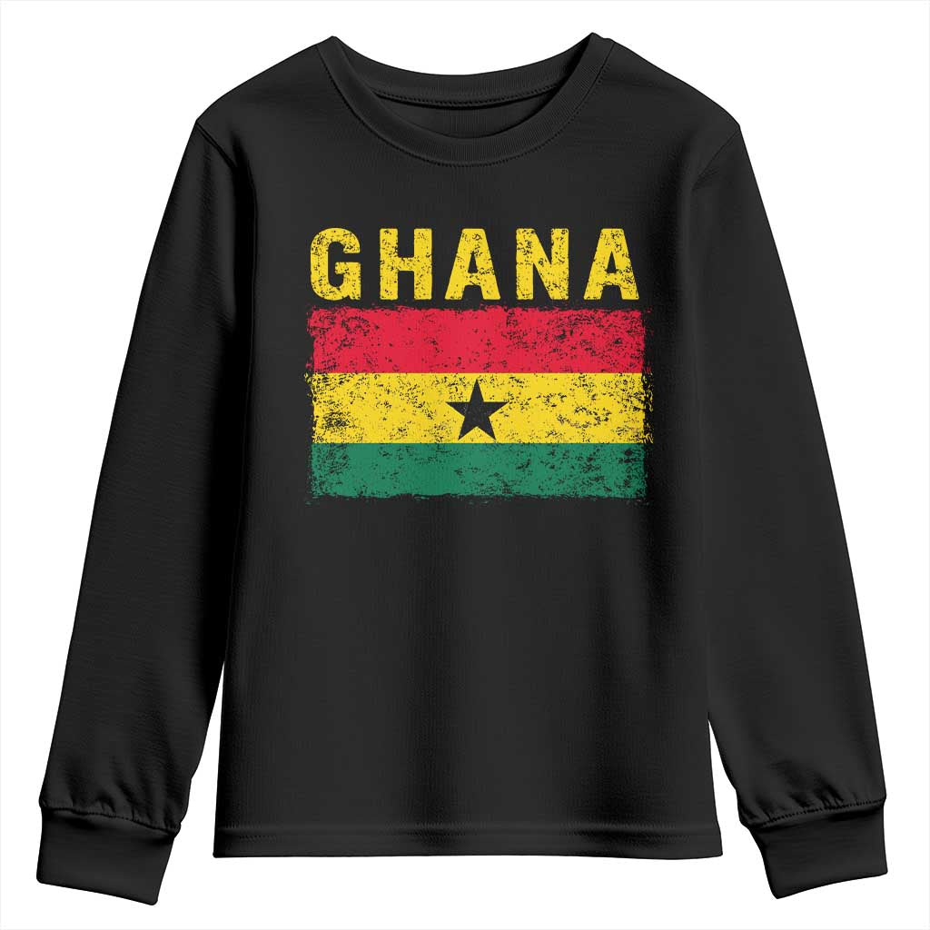 Vintage Ghana Flag Distressed Design Youth Sweatshirt Proud Ghanaian Heritage African Pride