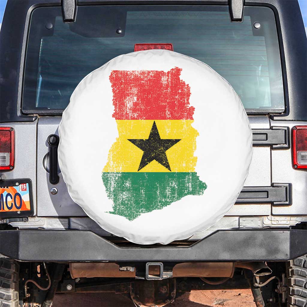 Vintage Ghana Map Flag Spare Tire Cover Distressed Proud Ghanaian Heritage African Pride