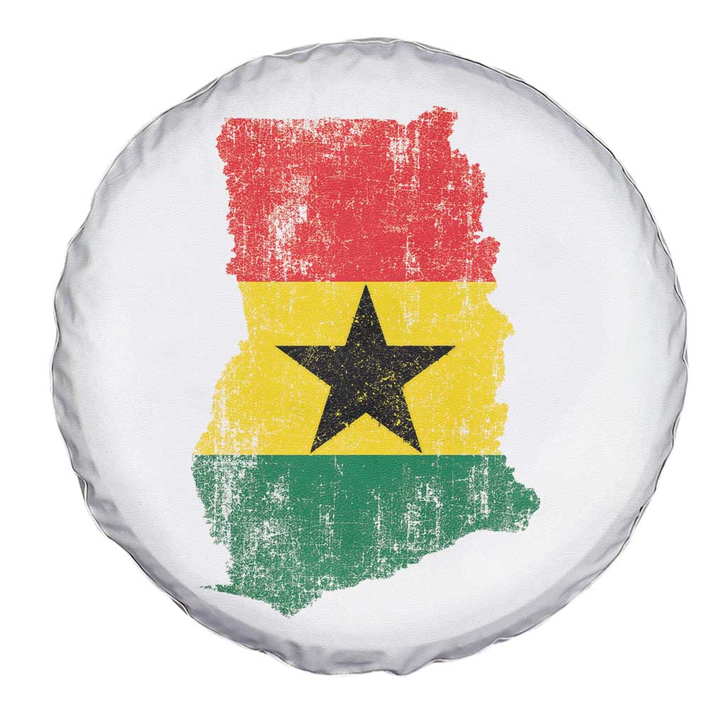 Vintage Ghana Map Flag Spare Tire Cover Distressed Proud Ghanaian Heritage African Pride
