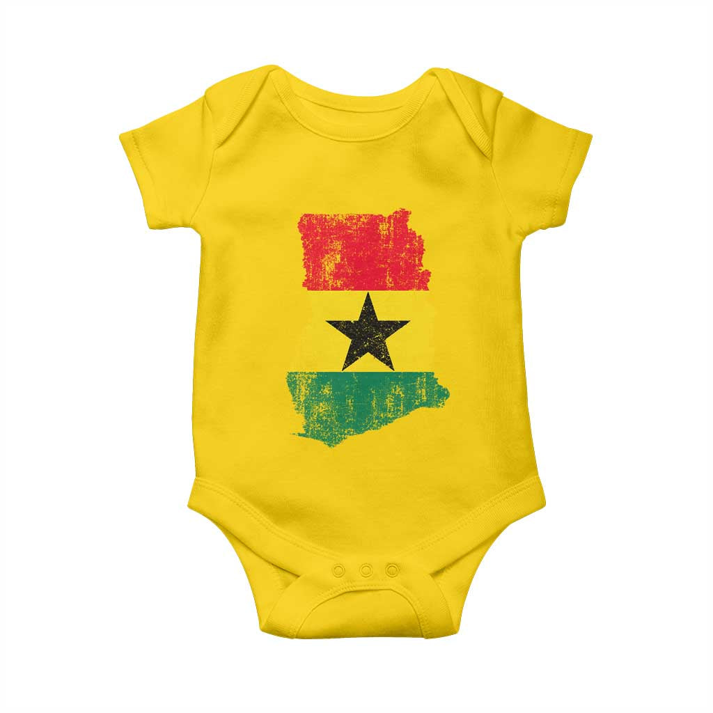 Vintage Ghana Map Flag Baby Onesie Distressed Proud Ghanaian Heritage African Pride