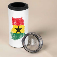 Vintage Ghana Map Flag 4 in 1 Can Cooler Tumbler Distressed Proud Ghanaian Heritage African Pride