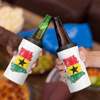 Vintage Ghana Map Flag 4 in 1 Can Cooler Tumbler Distressed Proud Ghanaian Heritage African Pride