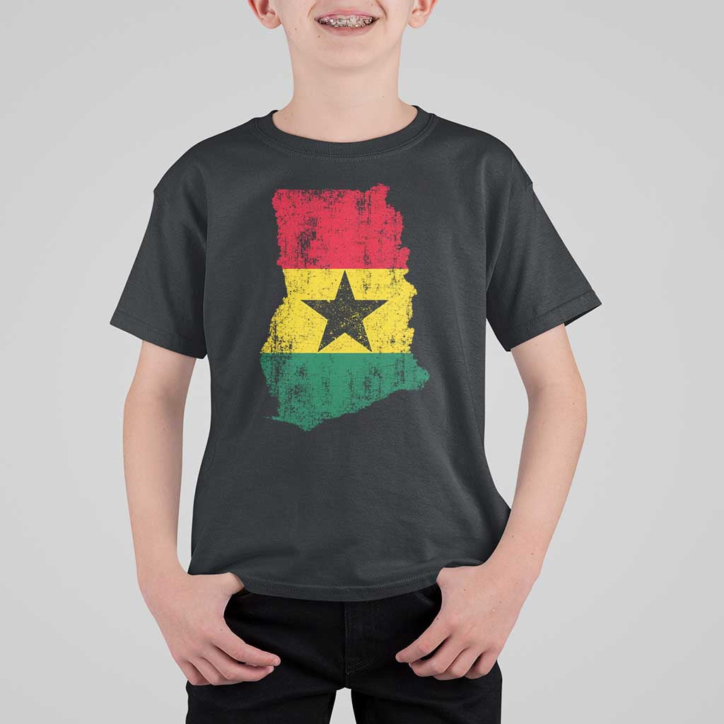 Vintage Ghana Map Flag T Shirt For Kid Distressed Proud Ghanaian Heritage African Pride