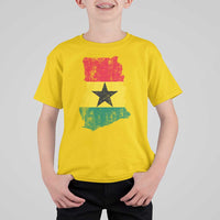 Vintage Ghana Map Flag T Shirt For Kid Distressed Proud Ghanaian Heritage African Pride