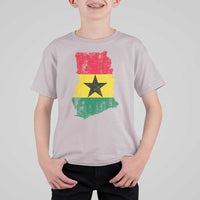 Vintage Ghana Map Flag T Shirt For Kid Distressed Proud Ghanaian Heritage African Pride
