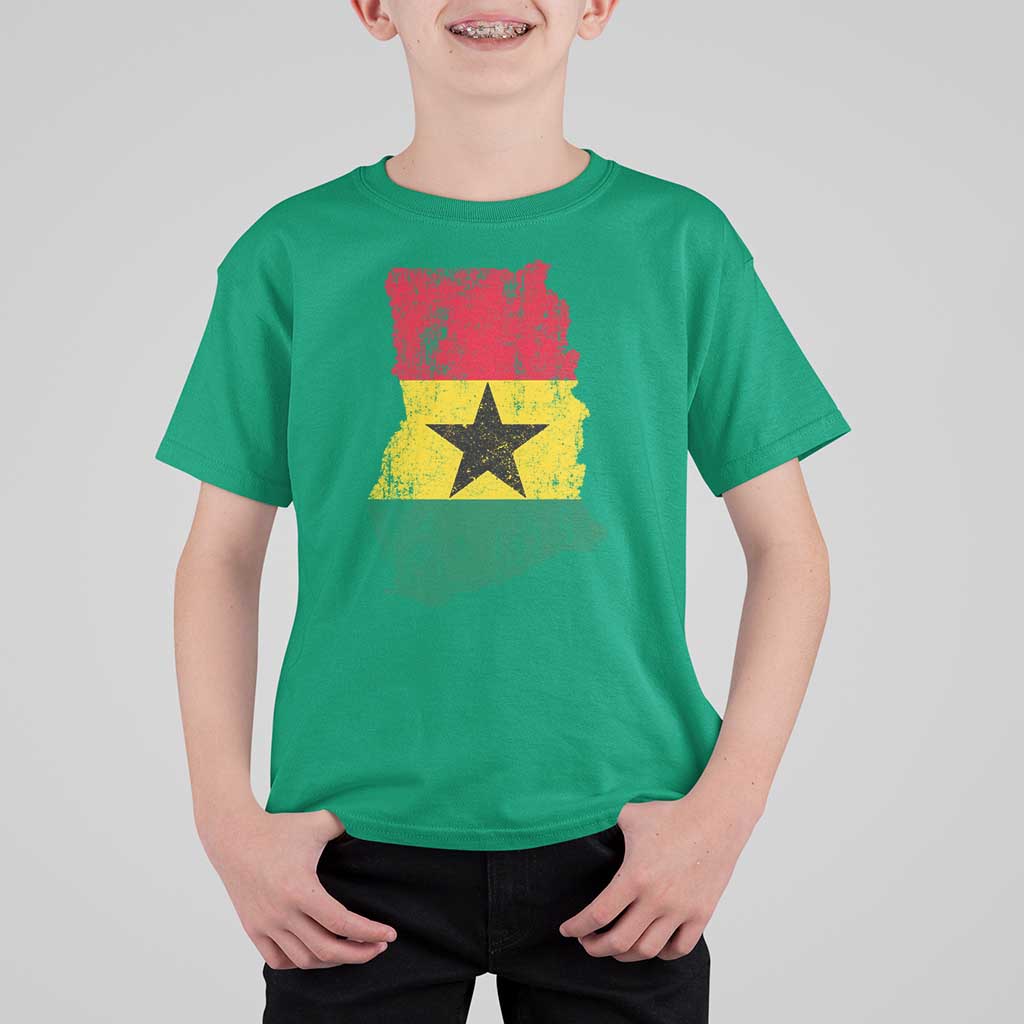 Vintage Ghana Map Flag T Shirt For Kid Distressed Proud Ghanaian Heritage African Pride