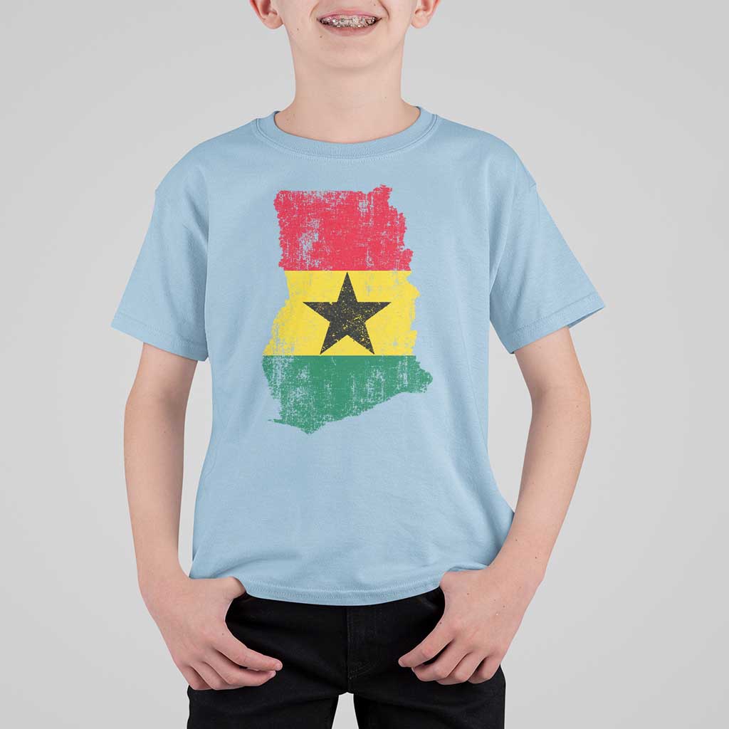 Vintage Ghana Map Flag T Shirt For Kid Distressed Proud Ghanaian Heritage African Pride