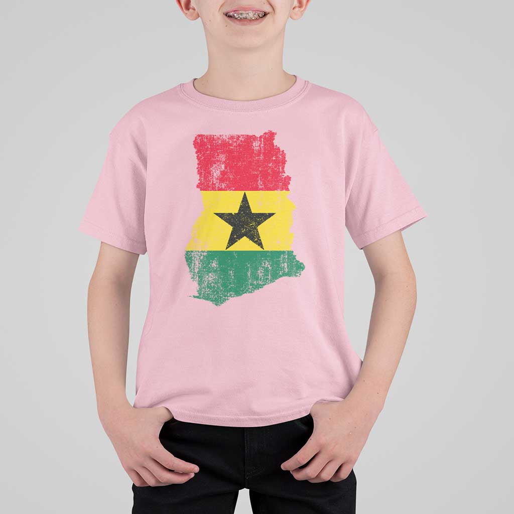 Vintage Ghana Map Flag T Shirt For Kid Distressed Proud Ghanaian Heritage African Pride