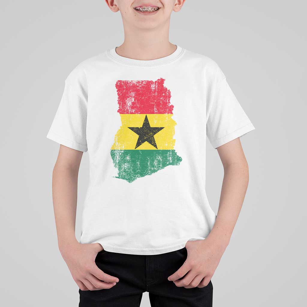 Vintage Ghana Map Flag T Shirt For Kid Distressed Proud Ghanaian Heritage African Pride