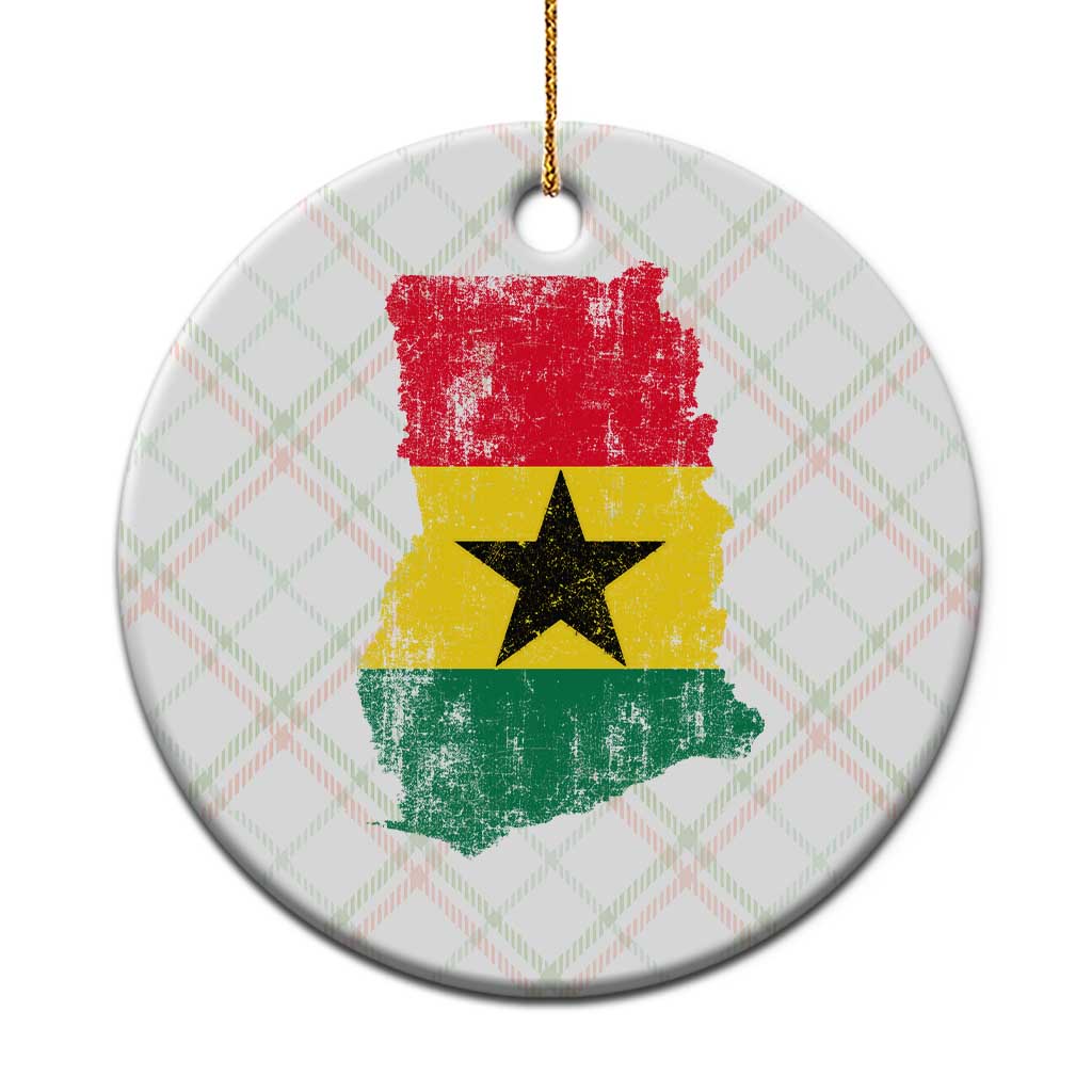 Vintage Ghana Map Flag Ceramic Ornament Distressed Proud Ghanaian Heritage African Pride