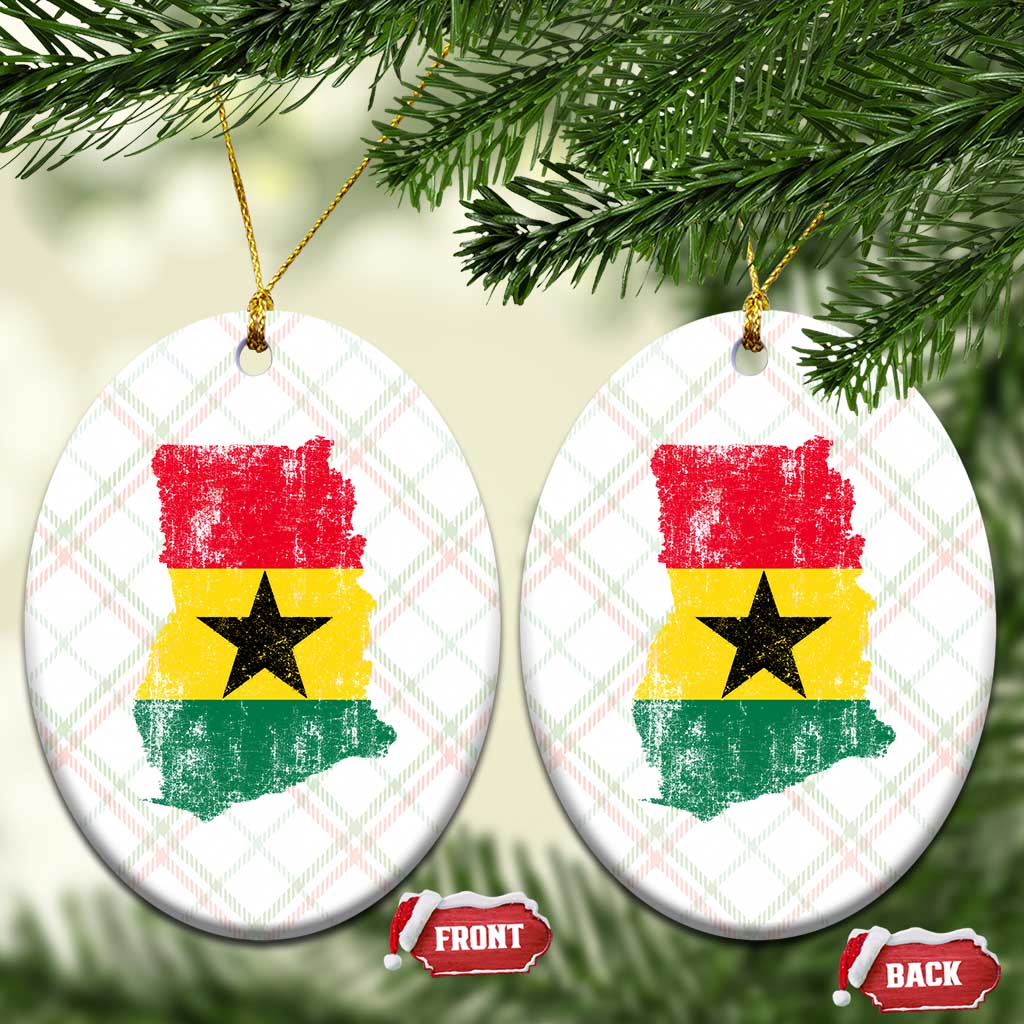 Vintage Ghana Map Flag Ceramic Ornament Distressed Proud Ghanaian Heritage African Pride