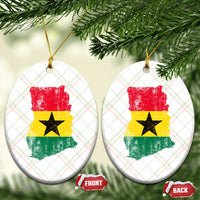 Vintage Ghana Map Flag Ceramic Ornament Distressed Proud Ghanaian Heritage African Pride