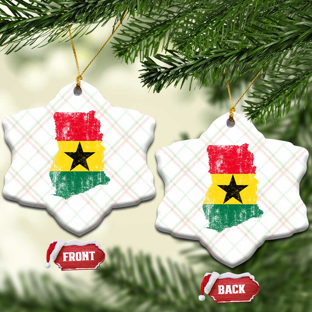 Vintage Ghana Map Flag Ceramic Ornament Distressed Proud Ghanaian Heritage African Pride