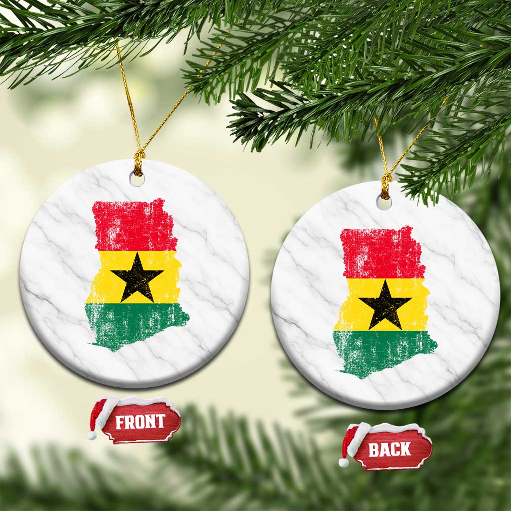 Vintage Ghana Map Flag Ceramic Ornament Distressed Proud Ghanaian Heritage African Pride