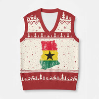 Vintage Ghana Map Flag V-Neck Knit Sweater Vest Distressed Proud Ghanaian Heritage African Pride